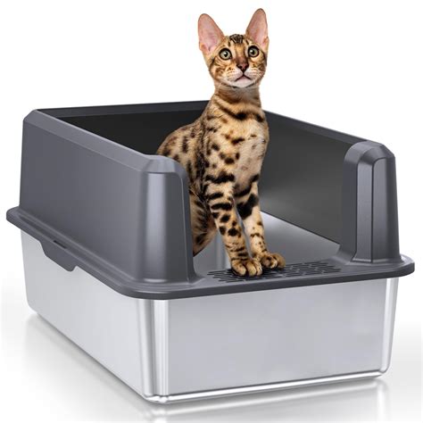 stainles steel litter box|extra large stainless steel cat litter box.